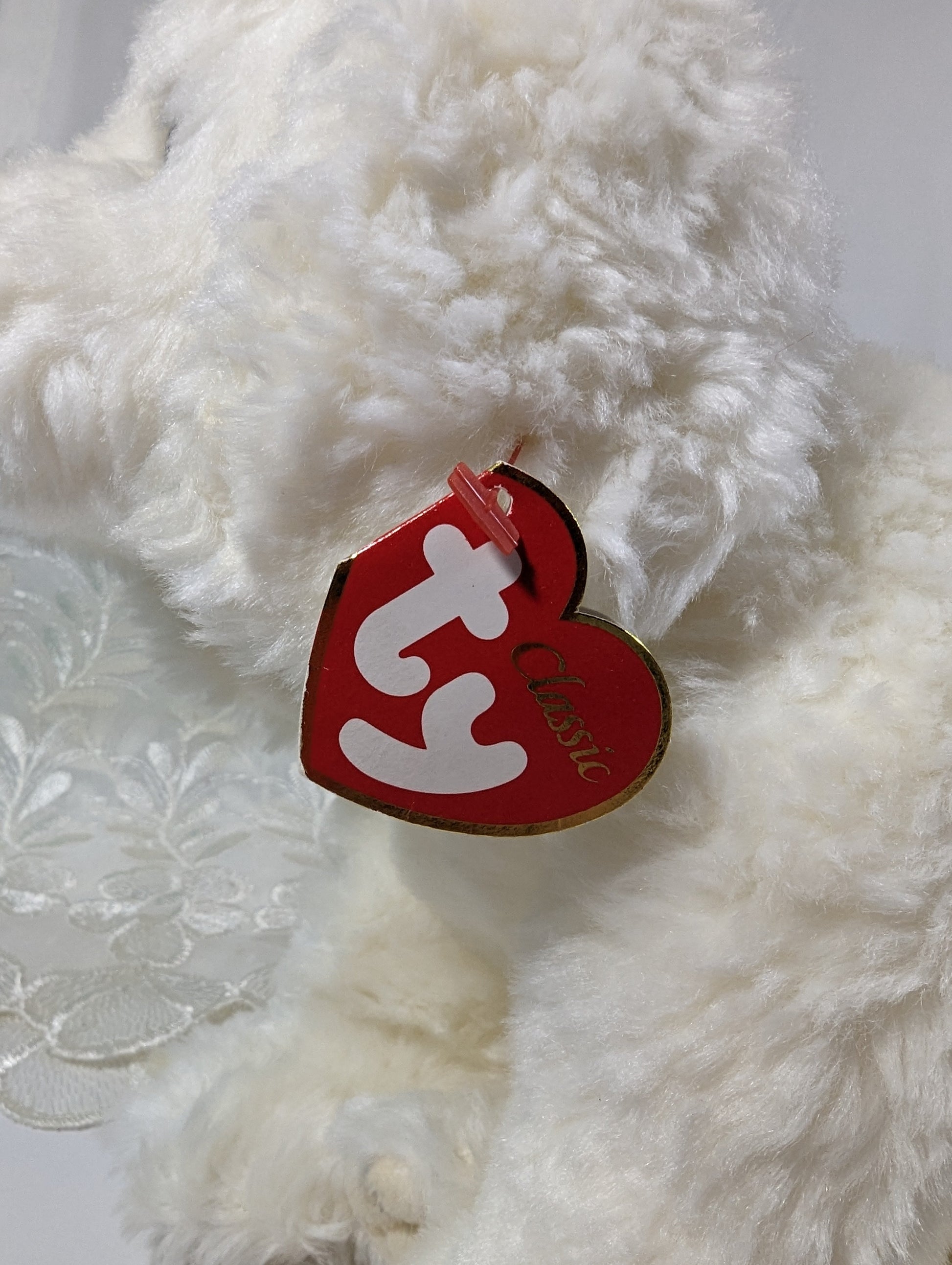 TY Classic Collection - Fluff the White Lab Puppy Dog (11 in) - Vintage Beanies Canada