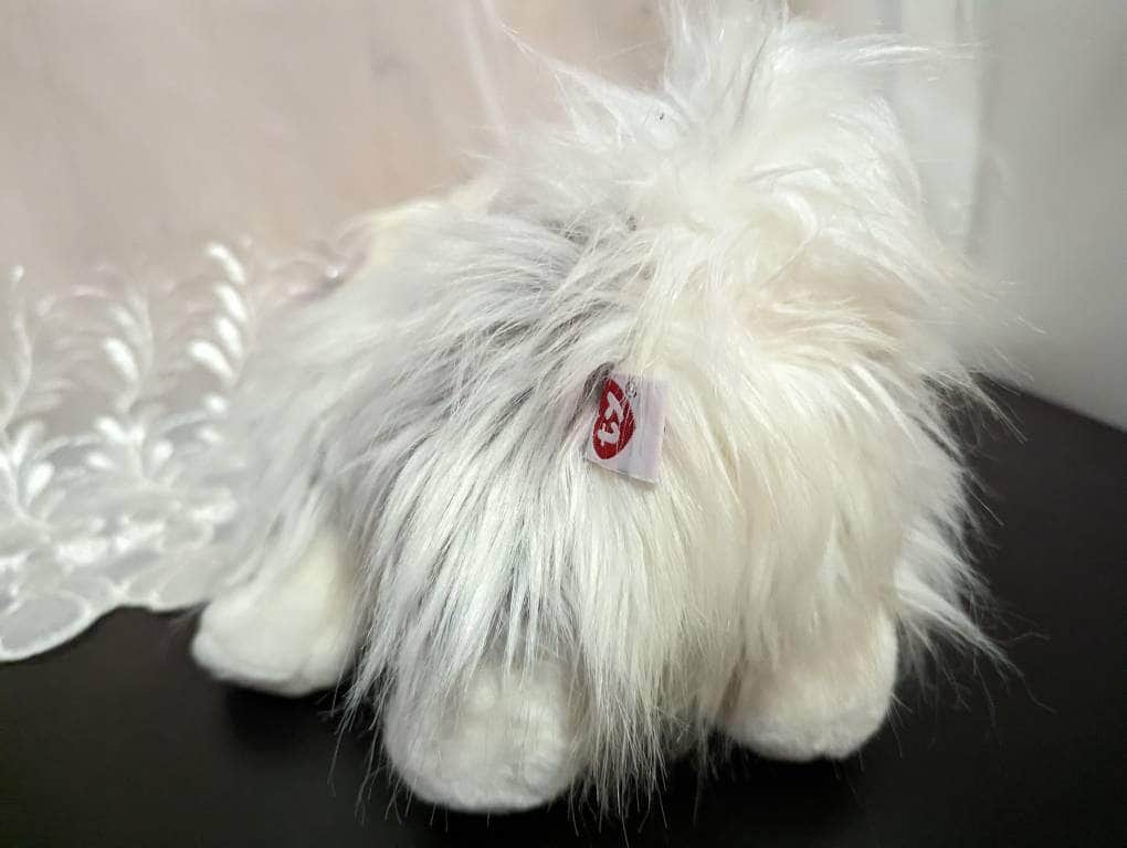 Ty Classic Collection - Foofie The White And Gray Fluffy Dog - Near Mint (12in) - Vintage Beanies Canada