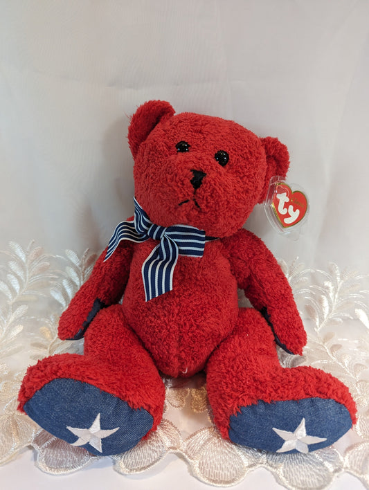 Ty Classic Collection - Patriotic The Red Bear (10in) Near Mint - Vintage Beanies Canada
