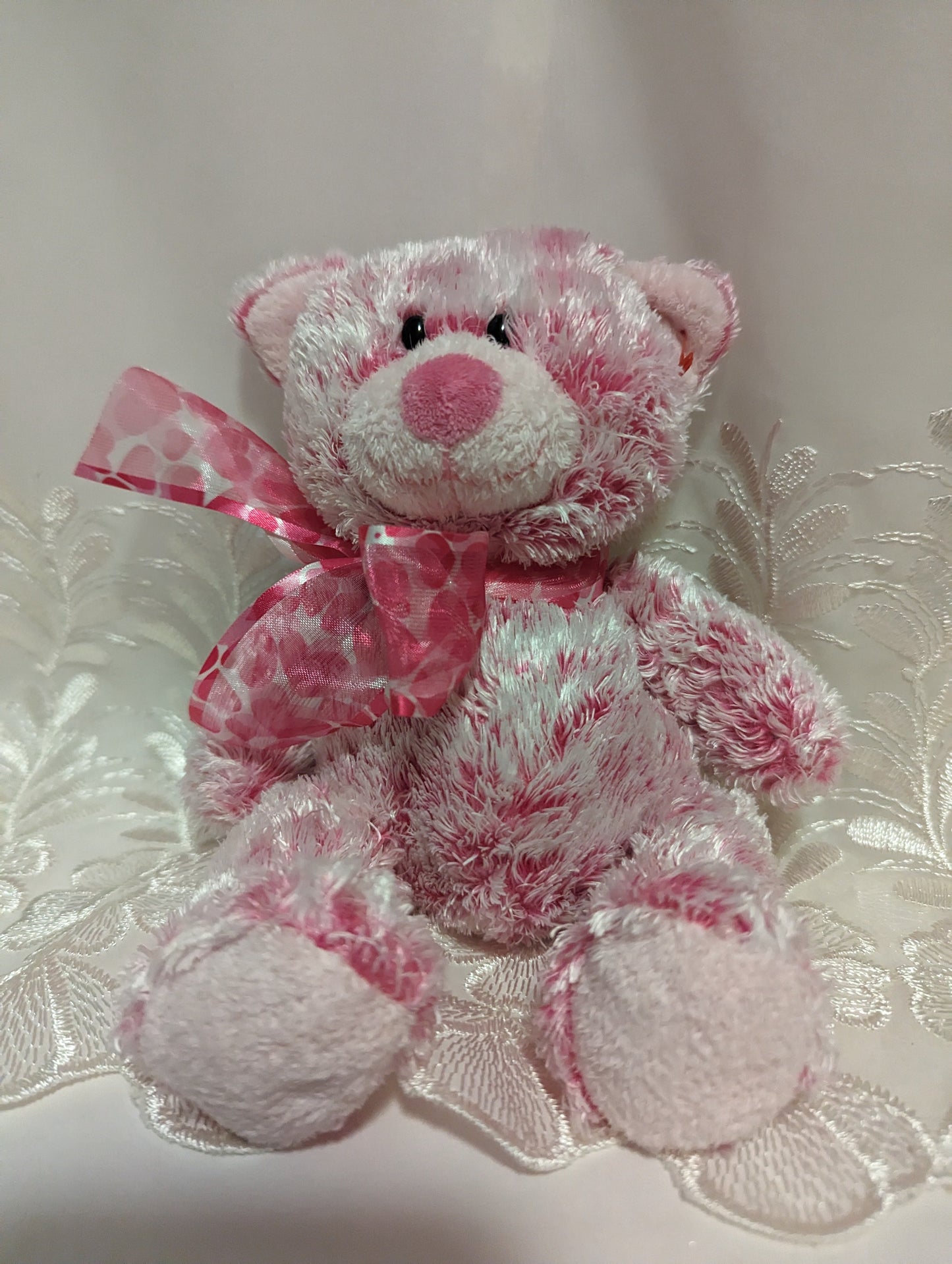 Ty Classics Collection - Meows the Adorable Pink Cat with Pink Bow (10 in) No Tag - Vintage Beanies Canada