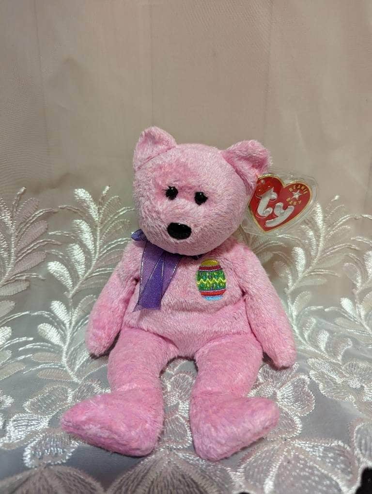 Ty Eggs The Pink Easter Bear Beanie Baby + Beanie Buddy Lot (Sold As Set) - Vintage Beanies Canada