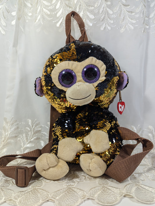 Ty Fashion - Coconut The Sequined Monkey Backpack (11in) No tag, Scuffed Eyes - Vintage Beanies Canada