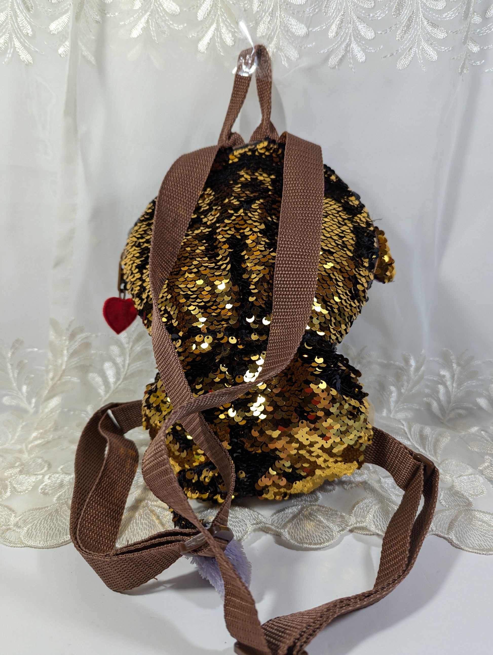 Ty Fashion - Coconut The Sequined Monkey Backpack (11in) No tag, Scuffed Eyes - Vintage Beanies Canada