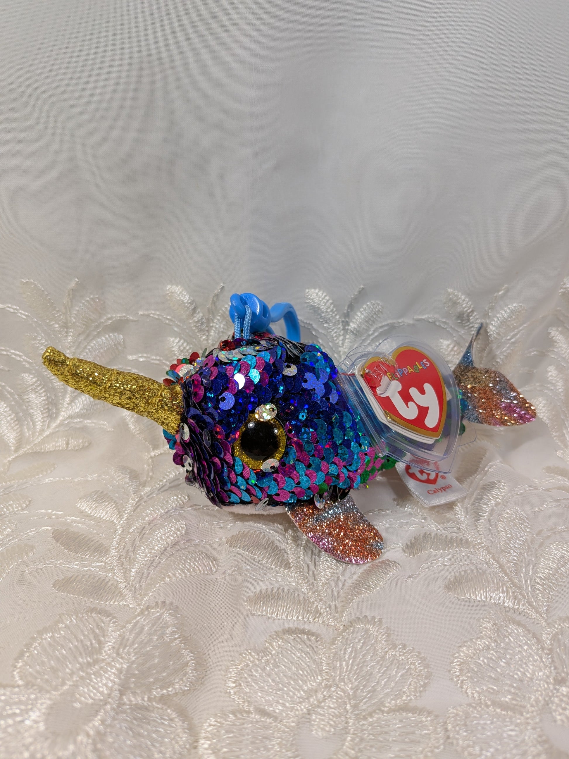 Ty Flippables Clip - Calypso the Sequined Narwhal (5in) - Vintage Beanies Canada