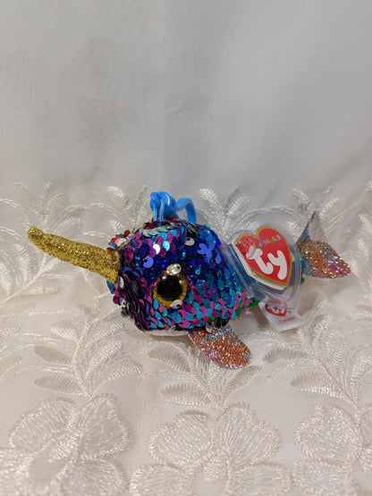 Ty Flippables Clip - Calypso the Sequined Narwhal (5in) - Vintage Beanies Canada
