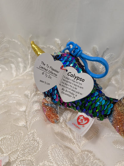 Ty Flippables Clip - Calypso the Sequined Narwhal (5in) - Vintage Beanies Canada