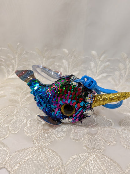 Ty Flippables Clip - Calypso the Sequined Narwhal (5in) - Vintage Beanies Canada