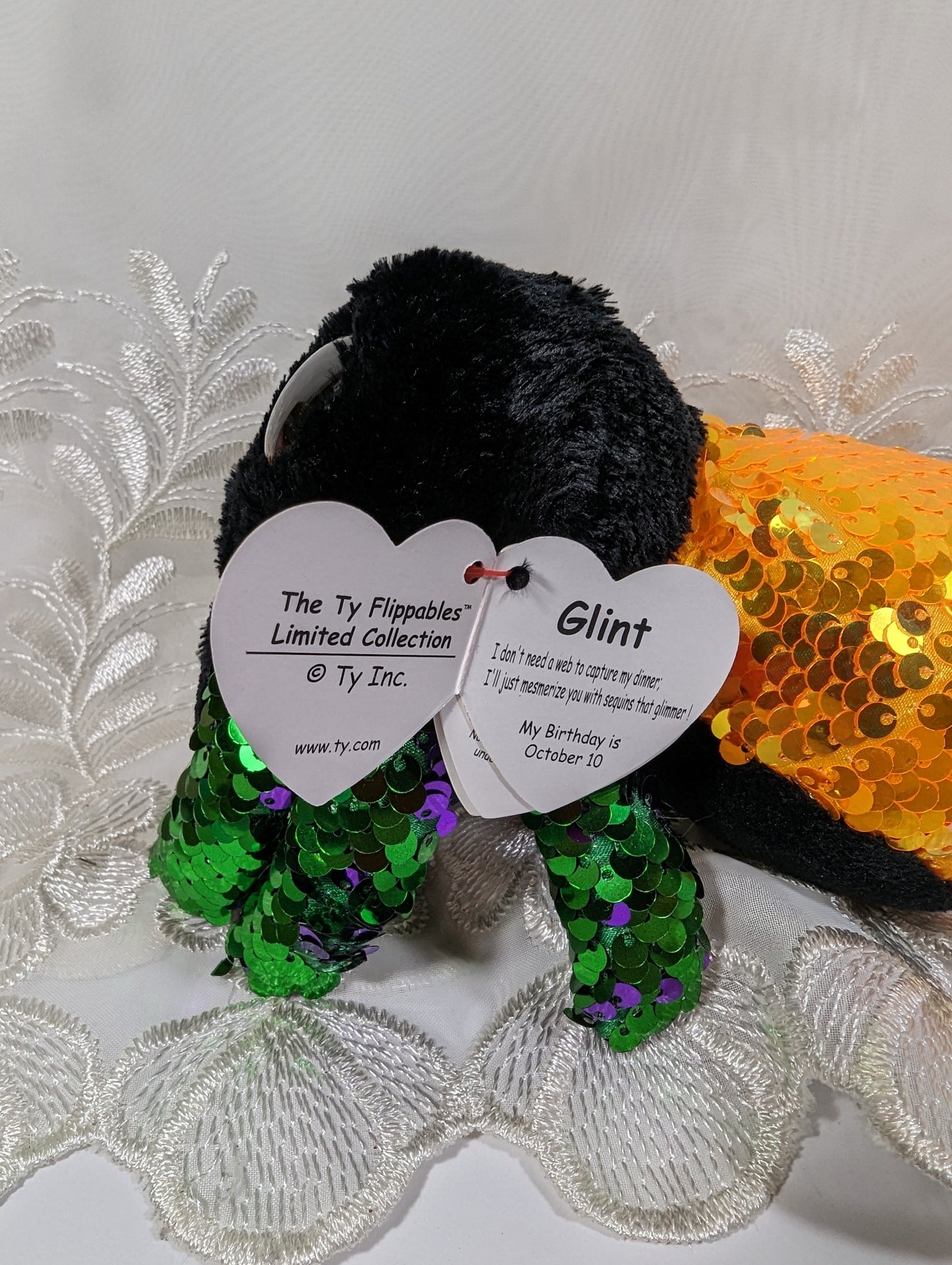 Ty Flippables - Glint The Halloween Sequined Spider (6in) Near Mint - Vintage Beanies Canada