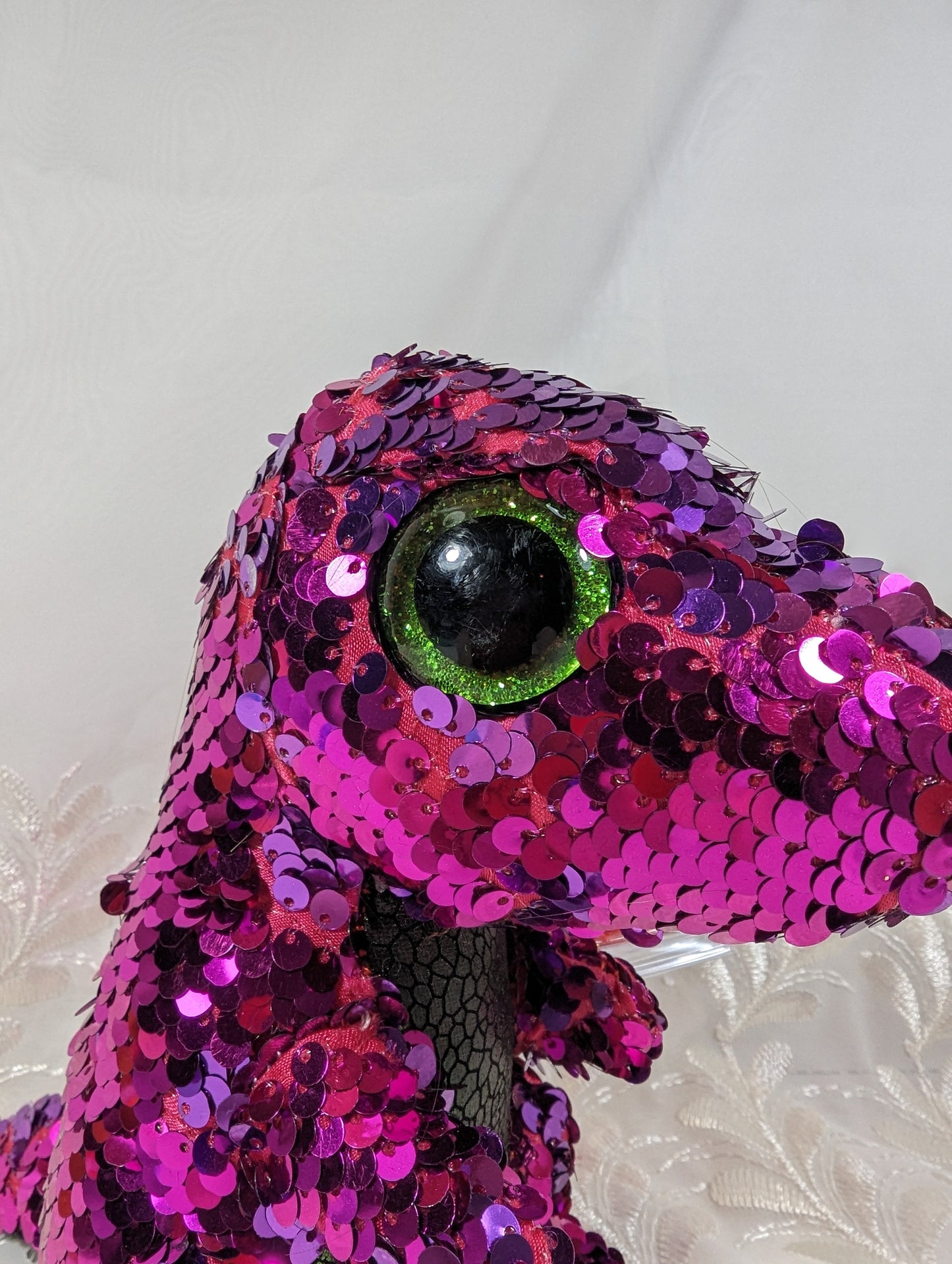 Ty Flippables - Stompy The Purple Pink Sequined Dinosaur (6in) Scuffed Eyes - Vintage Beanies Canada