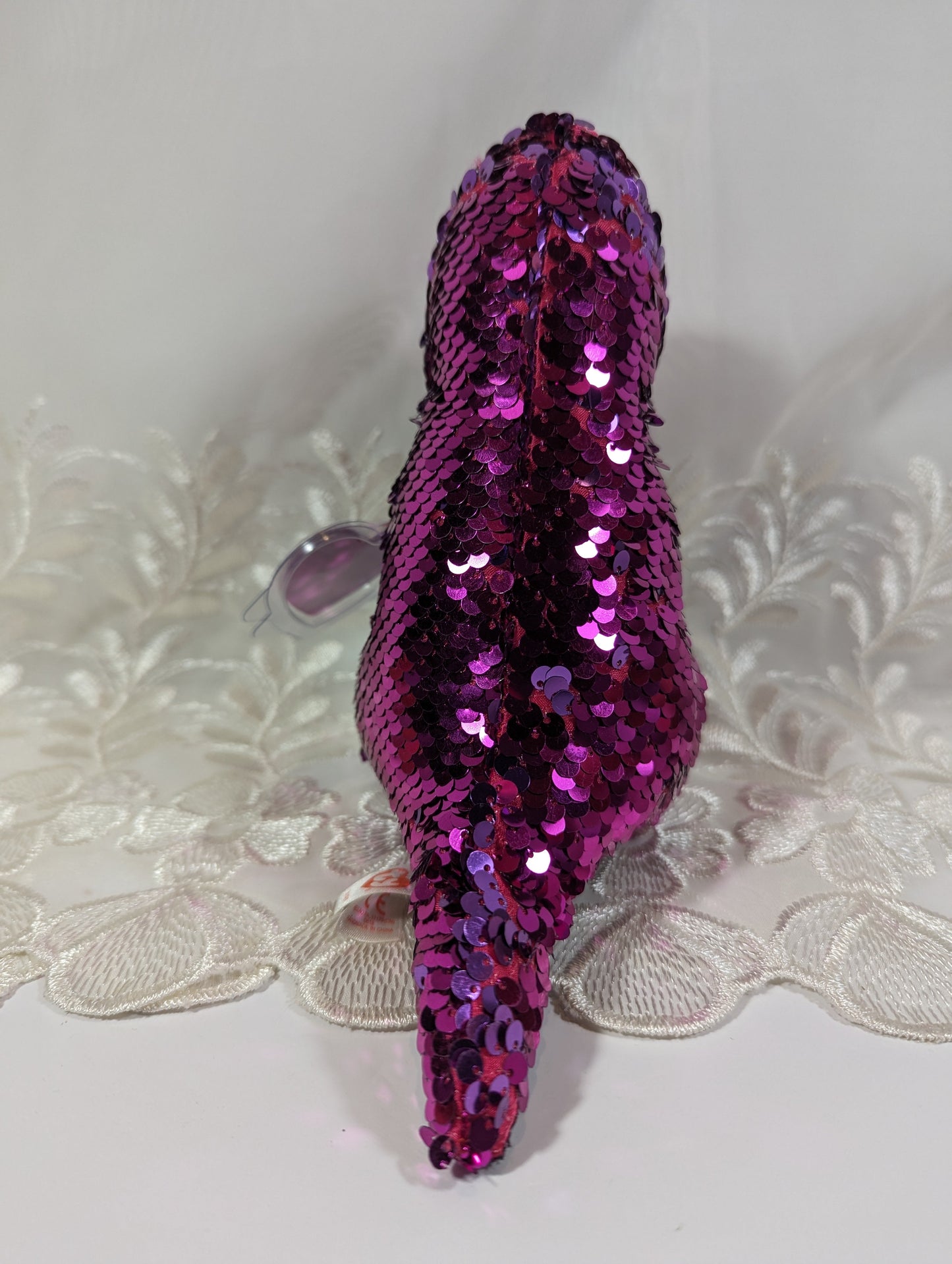 Ty Flippables - Stompy The Purple Pink Sequined Dinosaur (6in) Scuffed Eyes - Vintage Beanies Canada