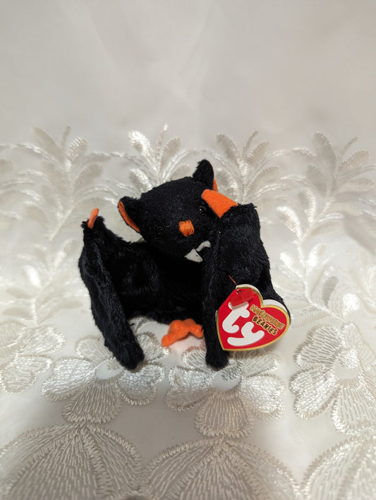 Ty Halloweenie Beanie - Bat-e The Black And Orange Halloween bat (3in) - Vintage Beanies Canada