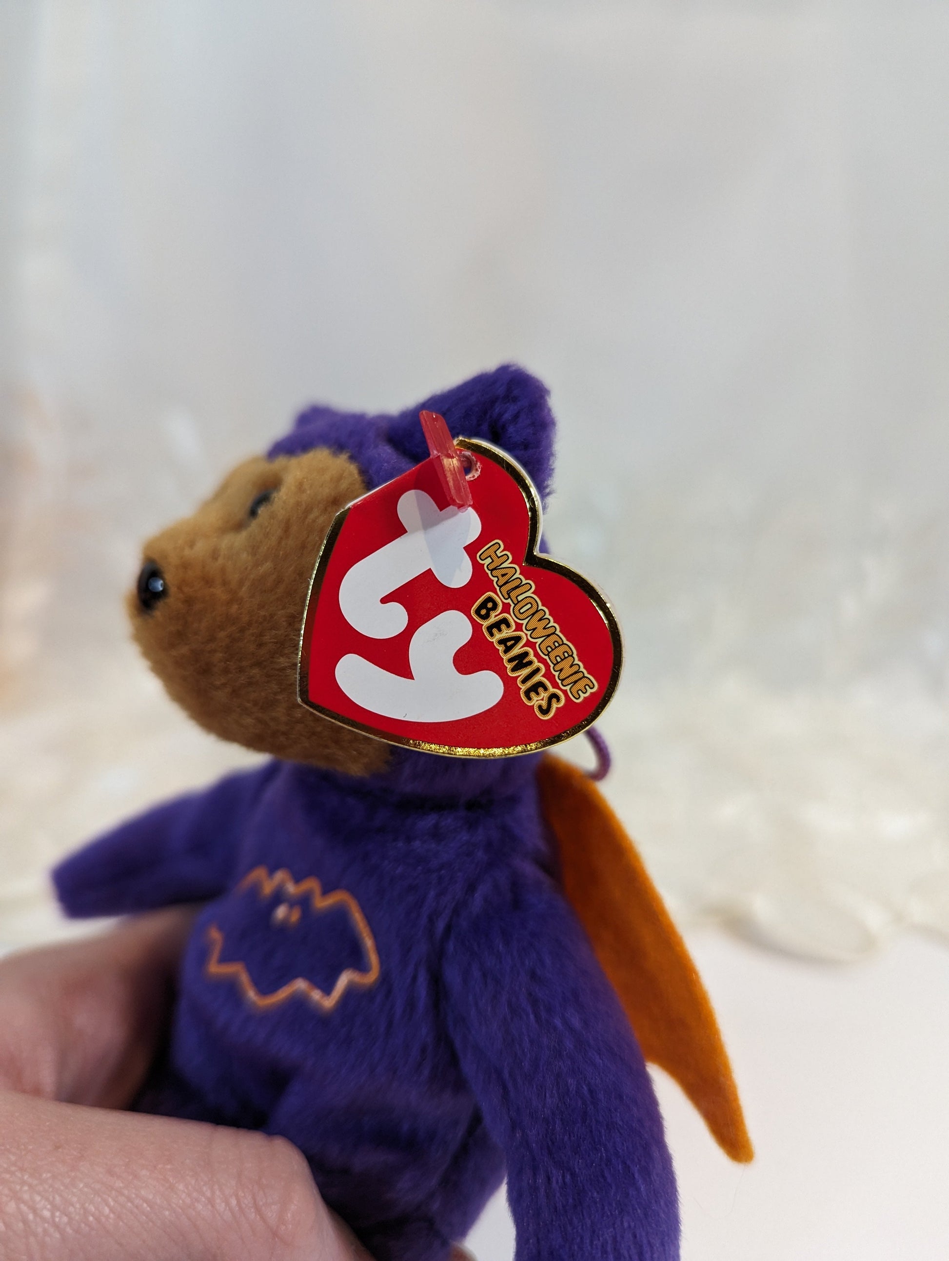 Ty Halloweenie Beanie - Eeks The Purple Bat Bear (5in) *Tiny* - Vintage Beanies Canada