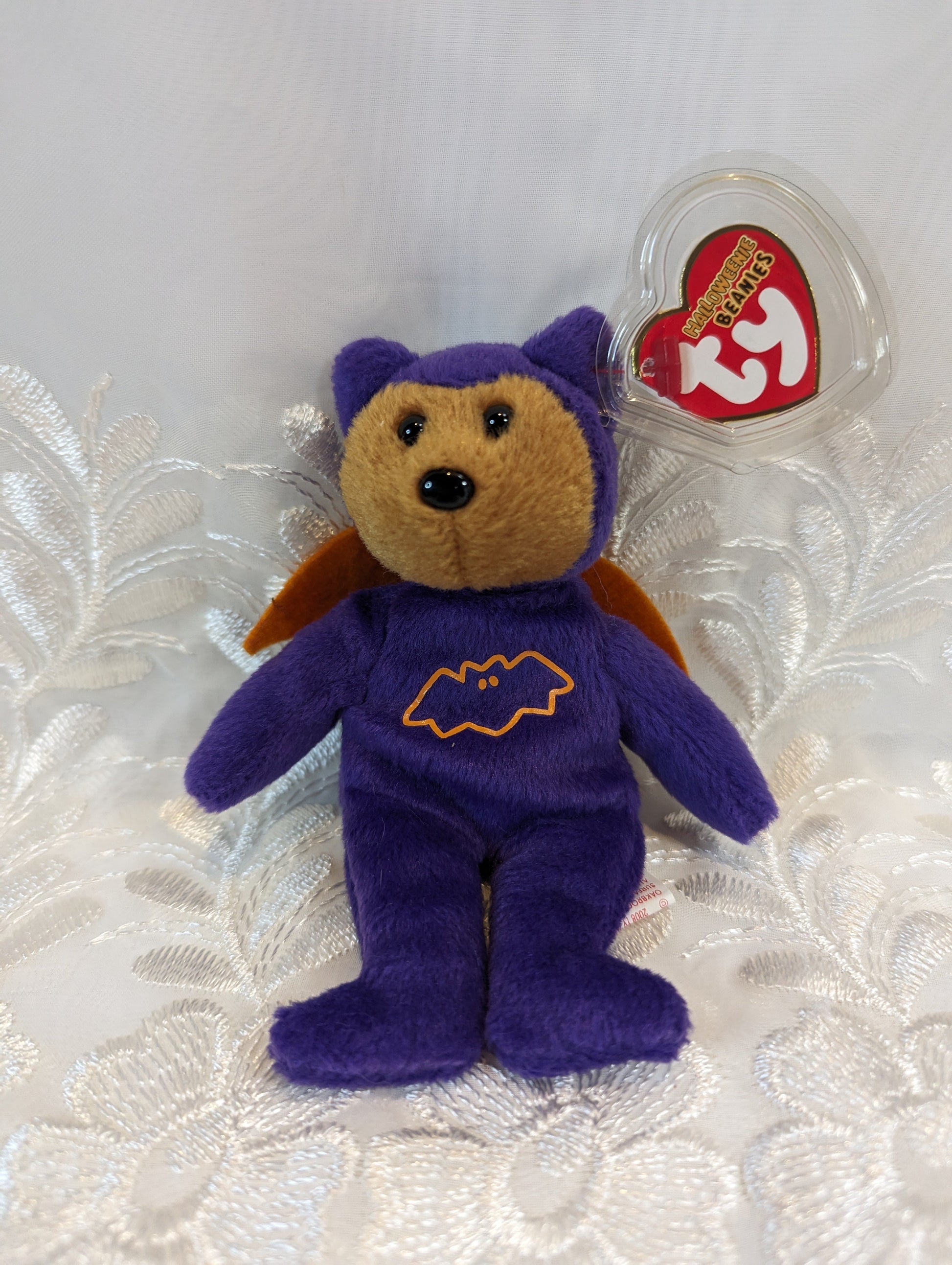 Ty Halloweenie Beanie - Eeks The Purple Bat Bear (5in) *Tiny* - Vintage Beanies Canada