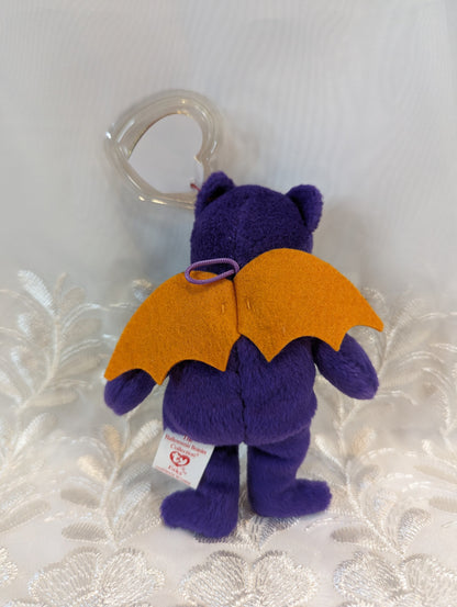 Ty Halloweenie Beanie - Eeks The Purple Bat Bear (5in) *Tiny* - Vintage Beanies Canada