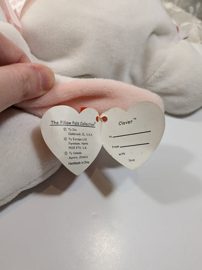 Ty Pillow Pal - Clover The White Bunny Rabbit (14in) Non - mint Hang Tag - Vintage Beanies Canada