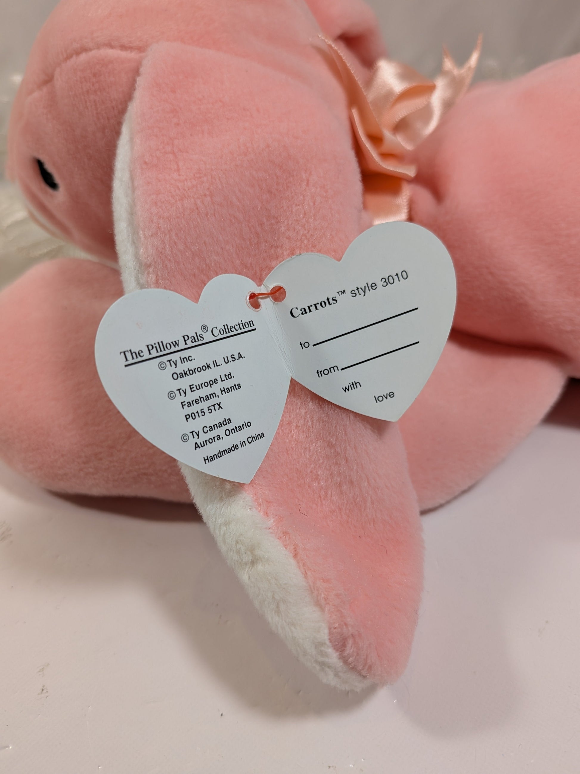 Ty Pillow Pals - Carrots The Pink Bunny (12in) - Vintage Beanies Canada