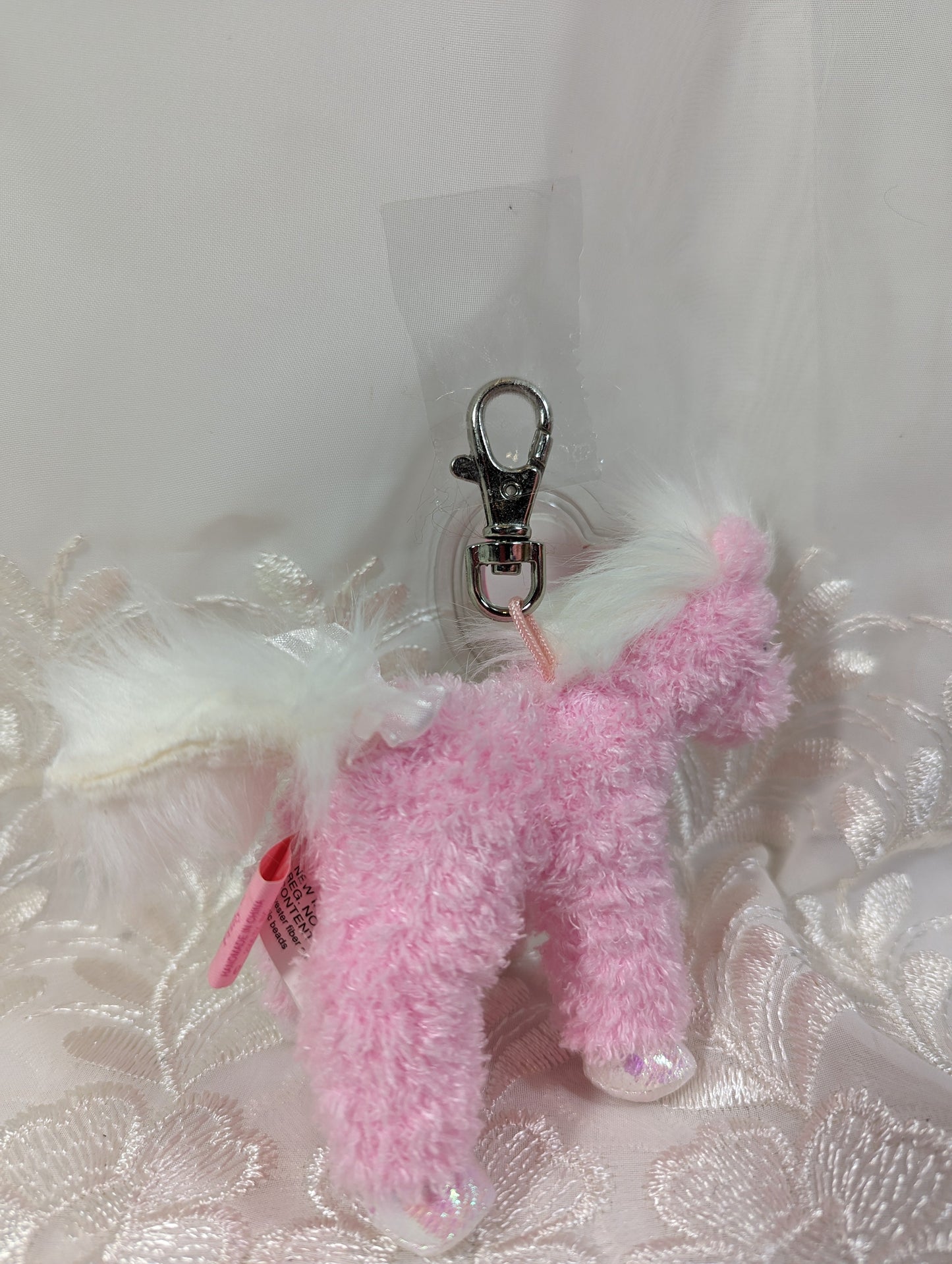 Ty Pinkys - Frilly The Pink Horse (4in) Metal Keychain Clip - Vintage Beanies Canada