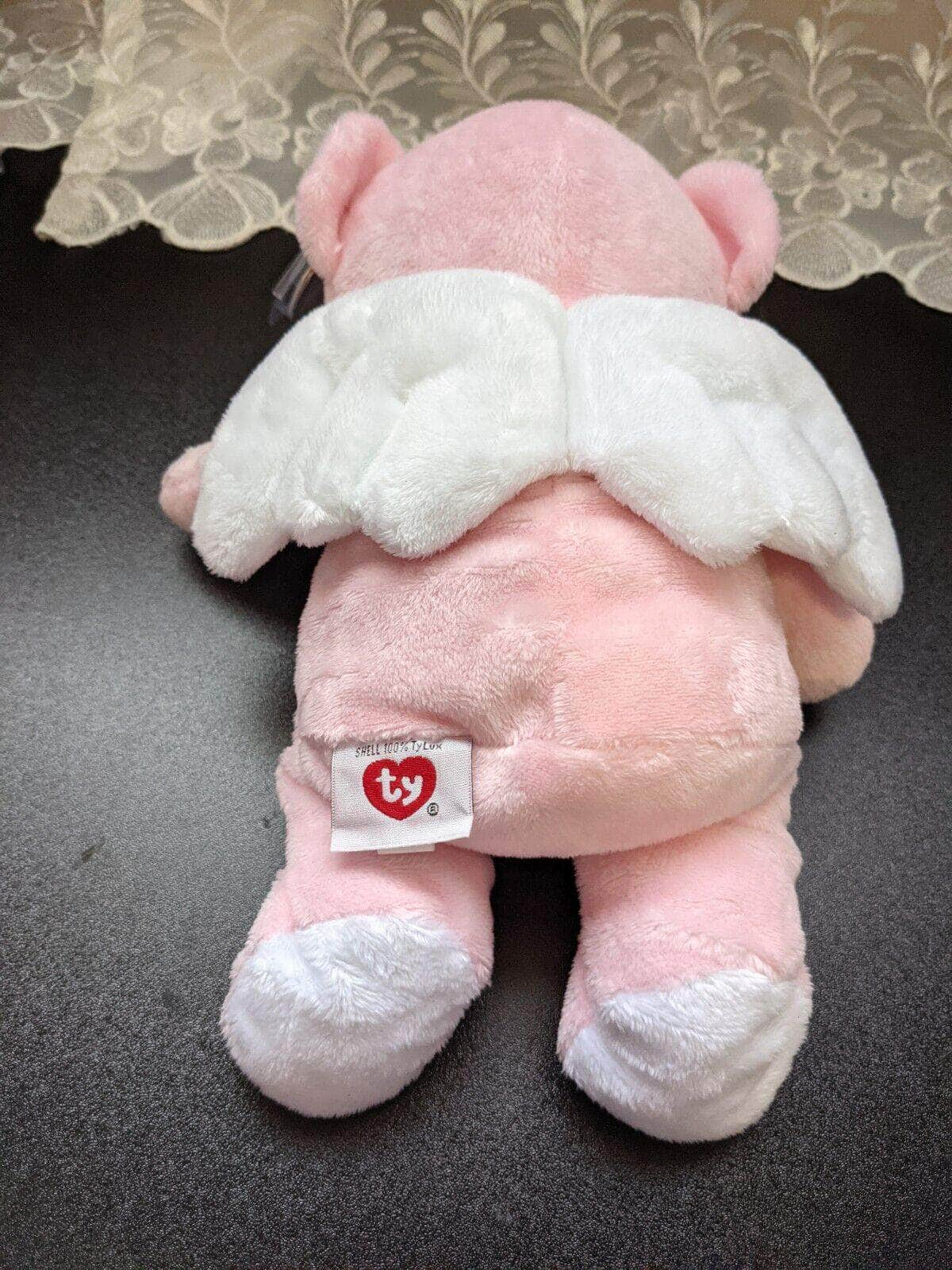 Ty Pluffies Collectible - Little Angel The Pink Bear (9in) *Very Rare* - Vintage Beanies Canada