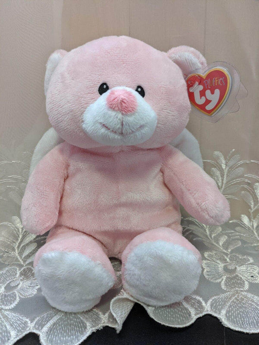 Ty Pluffies Collectible - Little Angel The Pink Bear (9in) *Very Rare* - Vintage Beanies Canada