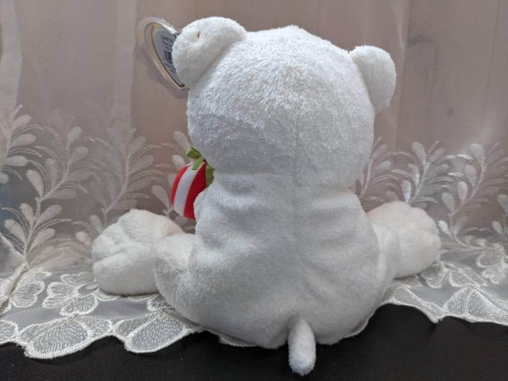 Ty Pluffies Collection - Candy Cane the Polar Bear Holding A Candy Cane (7in) - Vintage Beanies Canada