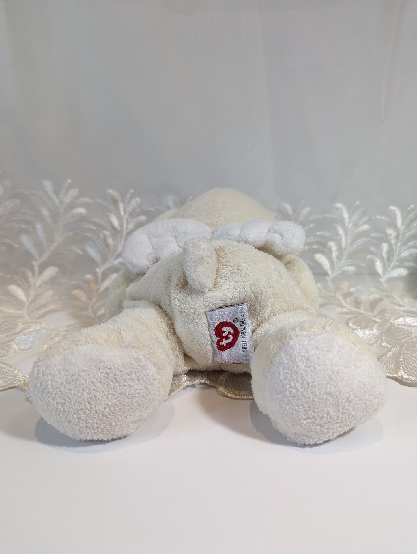 Ty Pluffies collection - Little Angel The White Bear (9in) *Rare* No Hang Tag - Vintage Beanies Canada