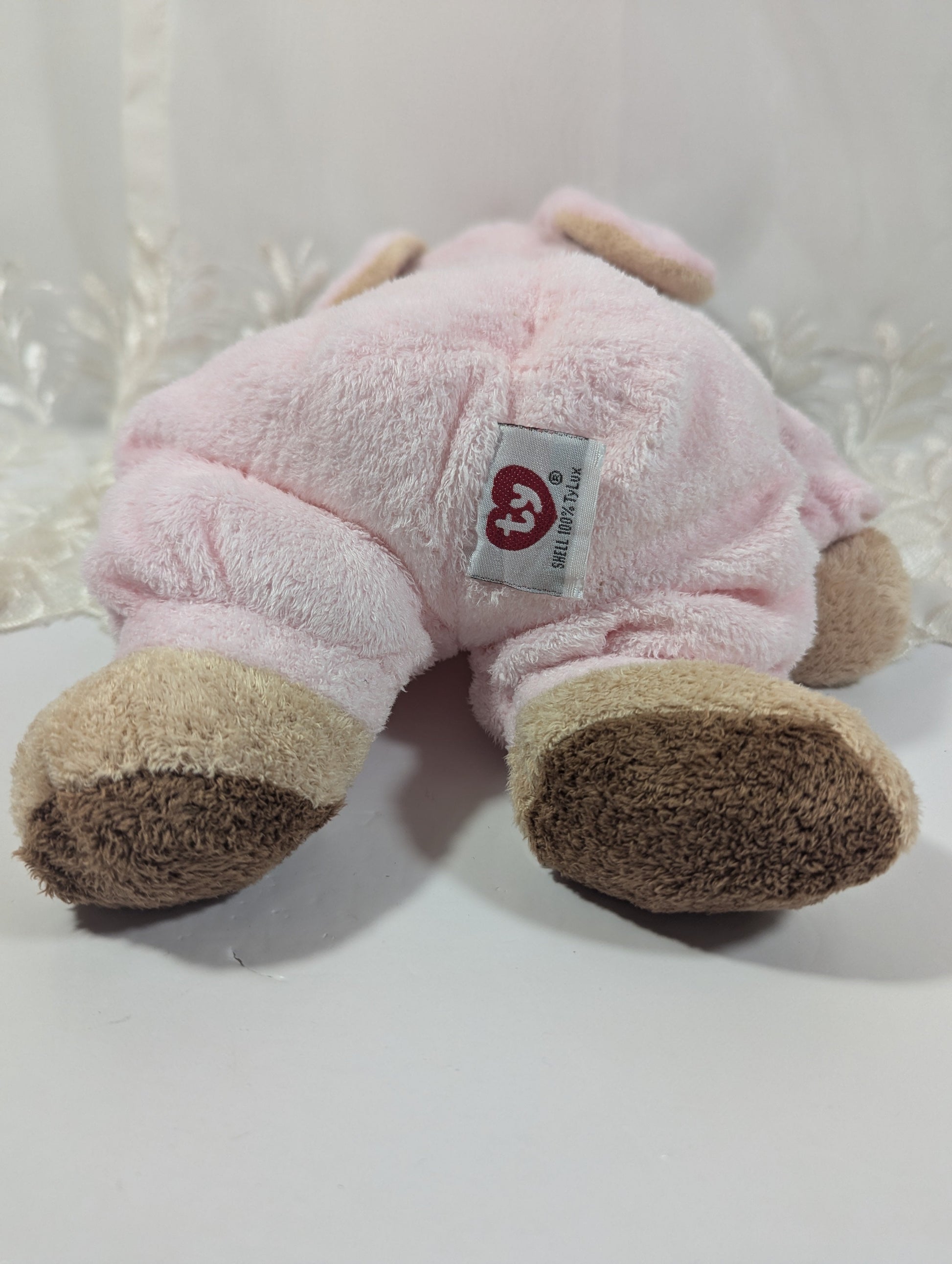 Ty Pluffies Collection - Pink PJ Bear (12in) Love To Baby - Non - removable Pajamas - Near Mint Tag - Vintage Beanies Canada