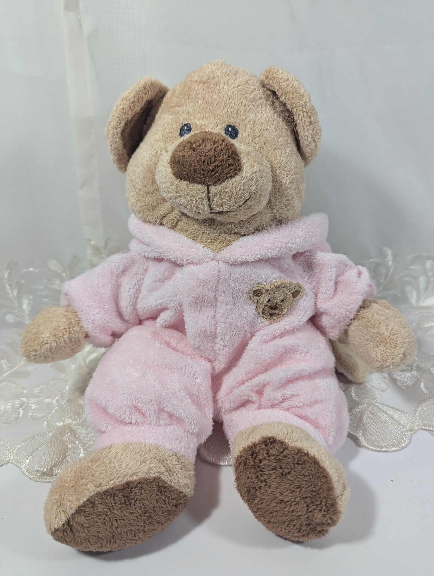 Ty Pluffies Collection - Pink PJ Bear (12in) Love To Baby - Non - removable Pajamas - Near Mint Tag - Vintage Beanies Canada