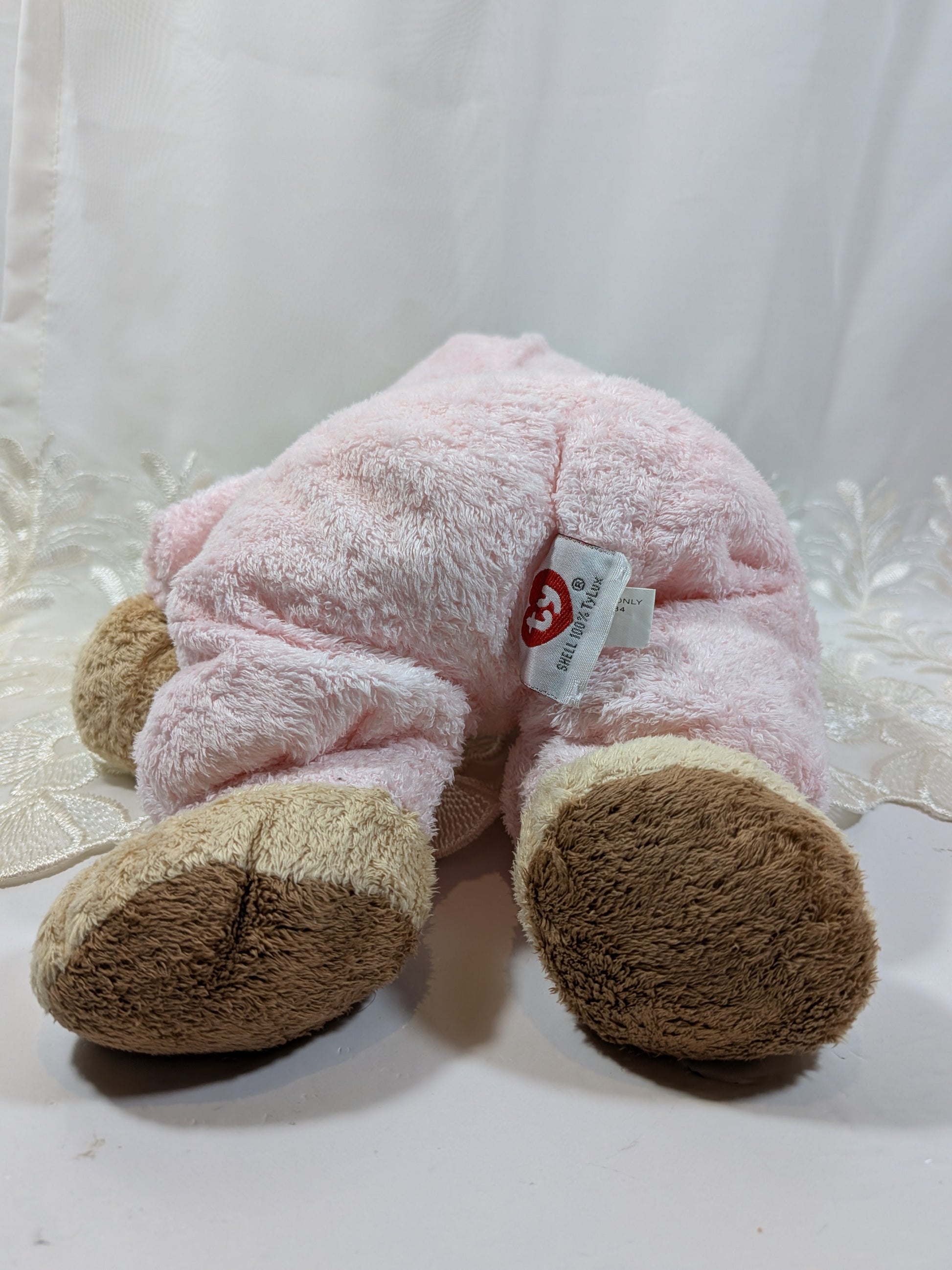 Ty Pluffies Collection - Pink PJ Bear (12in) Love To Baby - Non - removable Pajamas - No Hang Tag - Vintage Beanies Canada