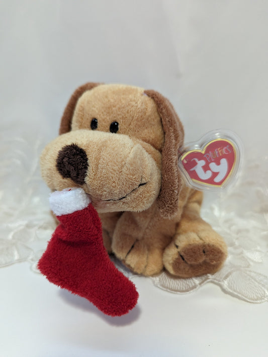 Ty Pluffies - Goodies The Dog With Christmas Stocking - Vintage Beanies Canada