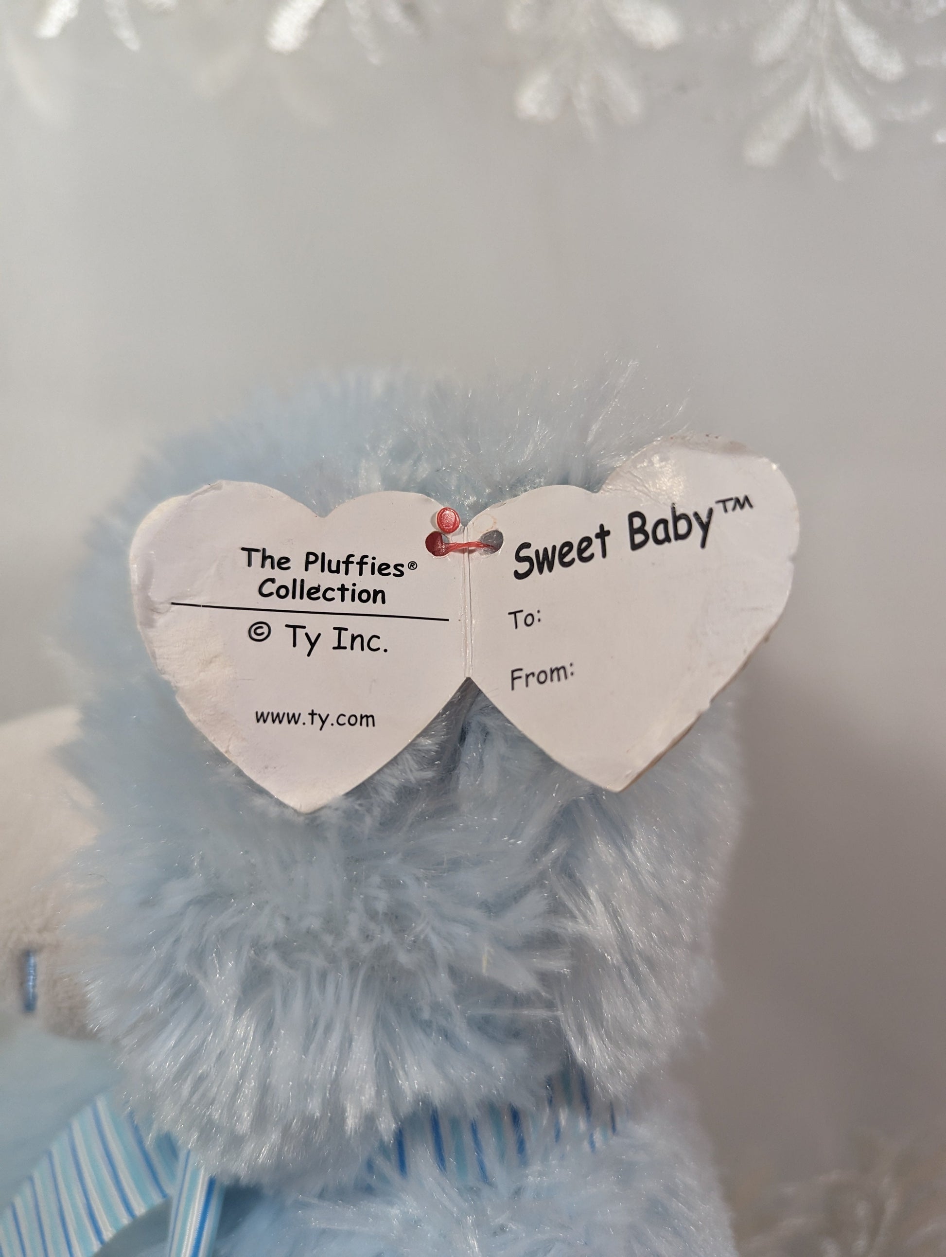 TY Pluffies - Sweet Baby My First Teddy the blue Bear (13 in) Non - mint Hang Tag - Vintage Beanies Canada