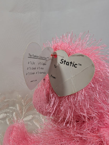 Ty Punkies Collection - Static The Pink Bear (8.5 in) Non - Mint Tag - Vintage Beanies Canada