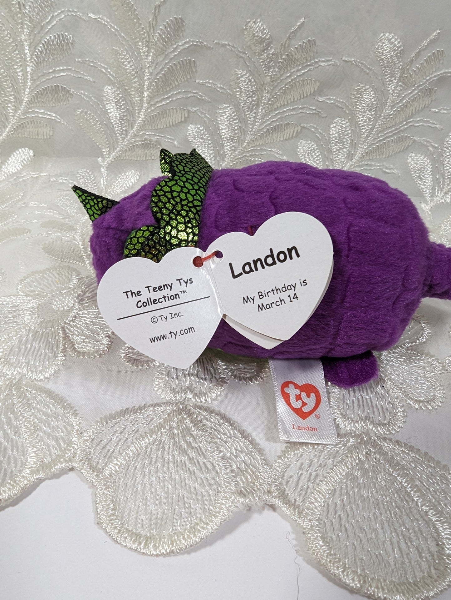 Ty Teeny Tys - Landon the Purple Triceratops Dinosaur (4in) - Vintage Beanies Canada