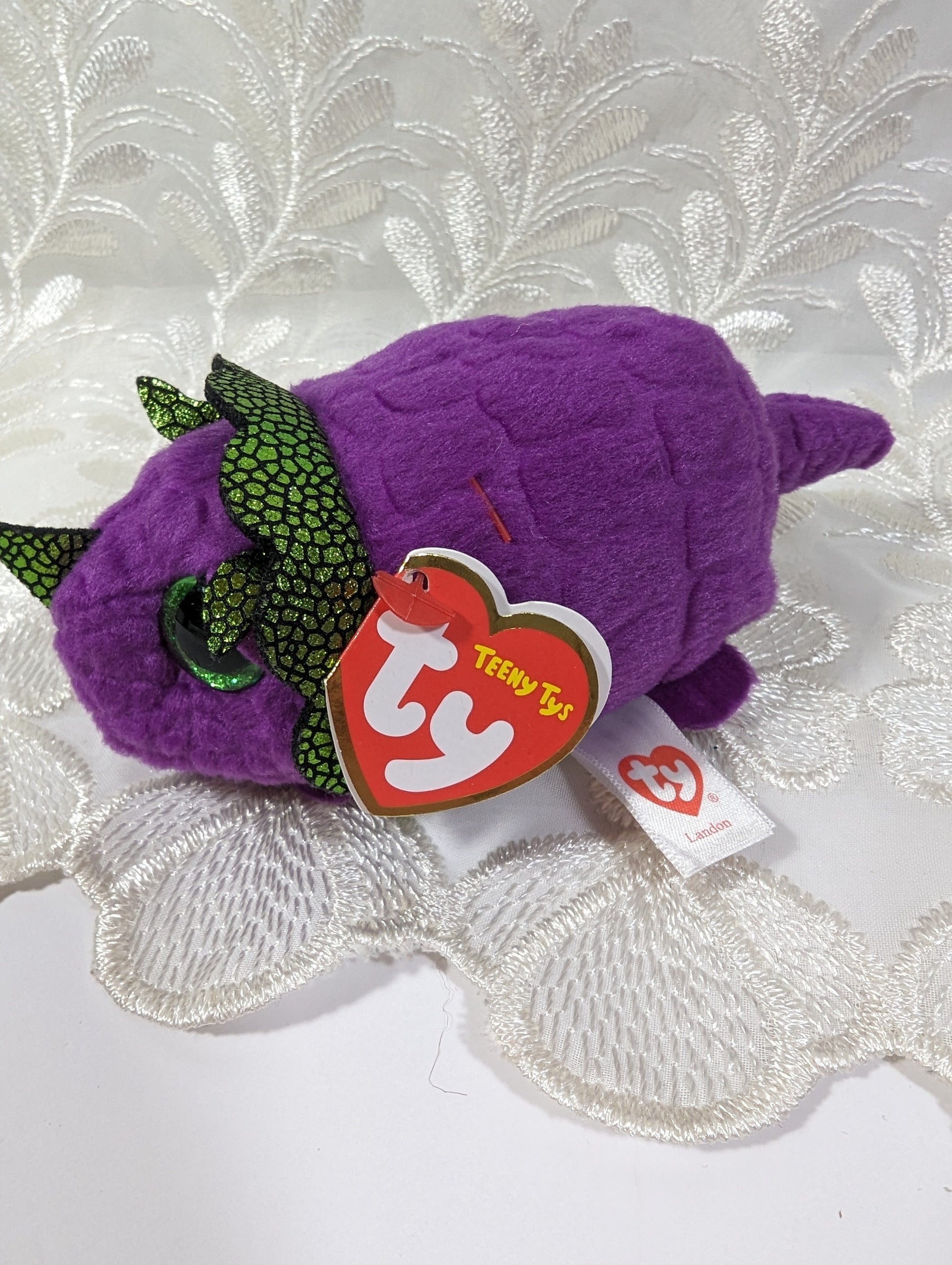 Ty Teeny Tys - Landon the Purple Triceratops Dinosaur (4in) - Vintage Beanies Canada