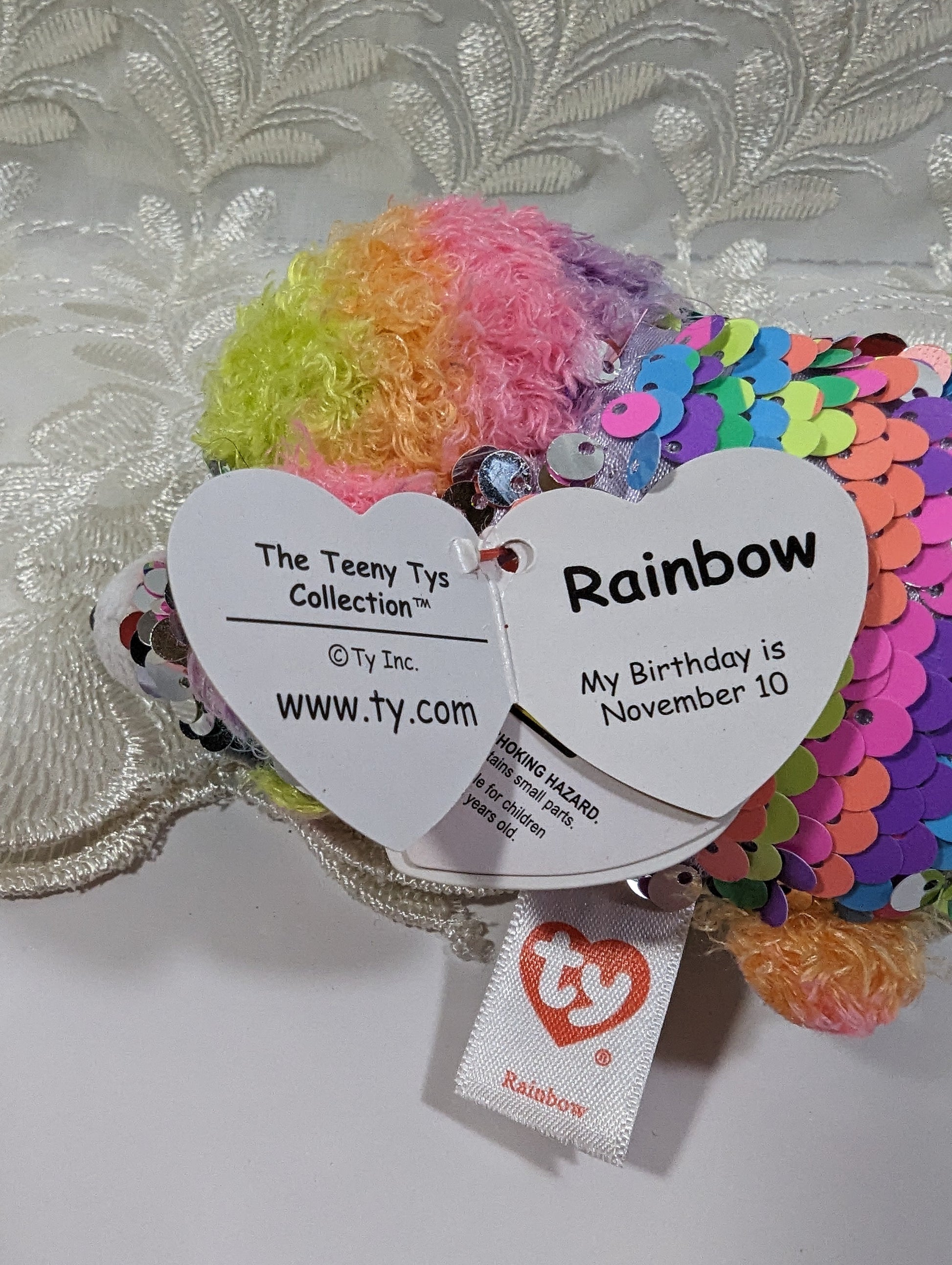 Ty Teeny Tys - Rainbow the Sequined Poodle Dog (4in) - Vintage Beanies Canada