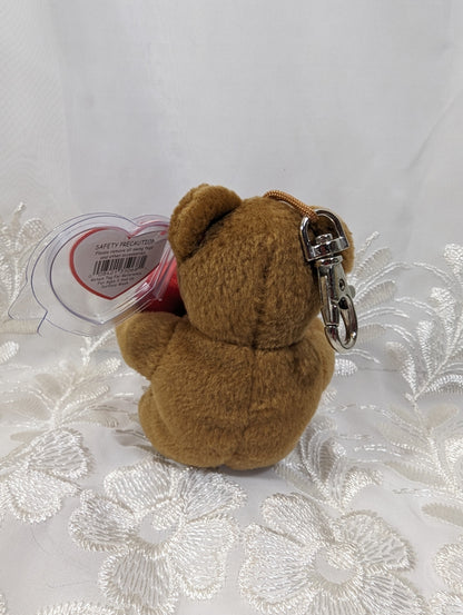Ty Valenteenie Beanie - Kiss Me The Bear (5in) Metal Keychain Clip - Vintage Beanies Canada