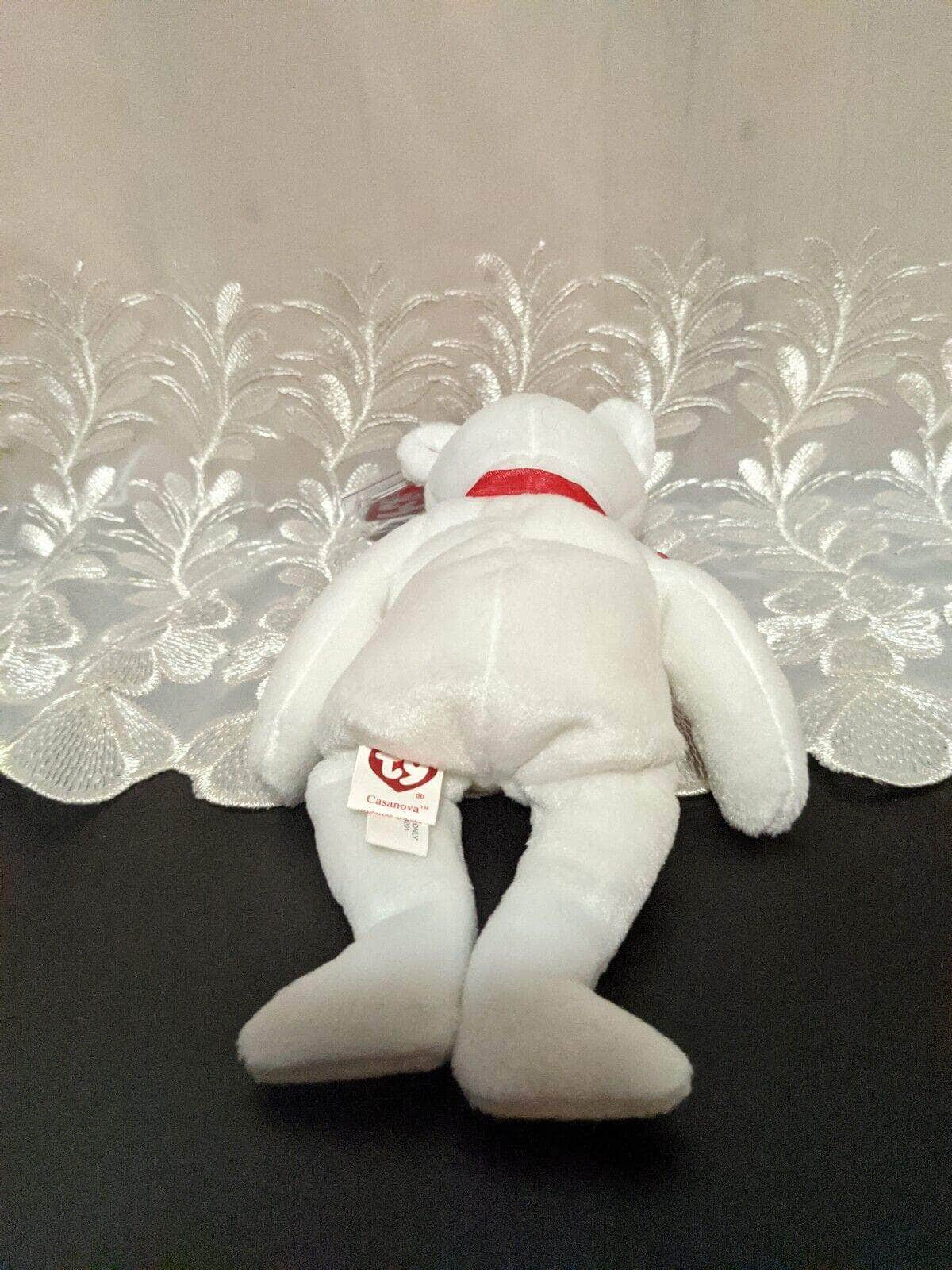 White bear with red deals heart beanie baby