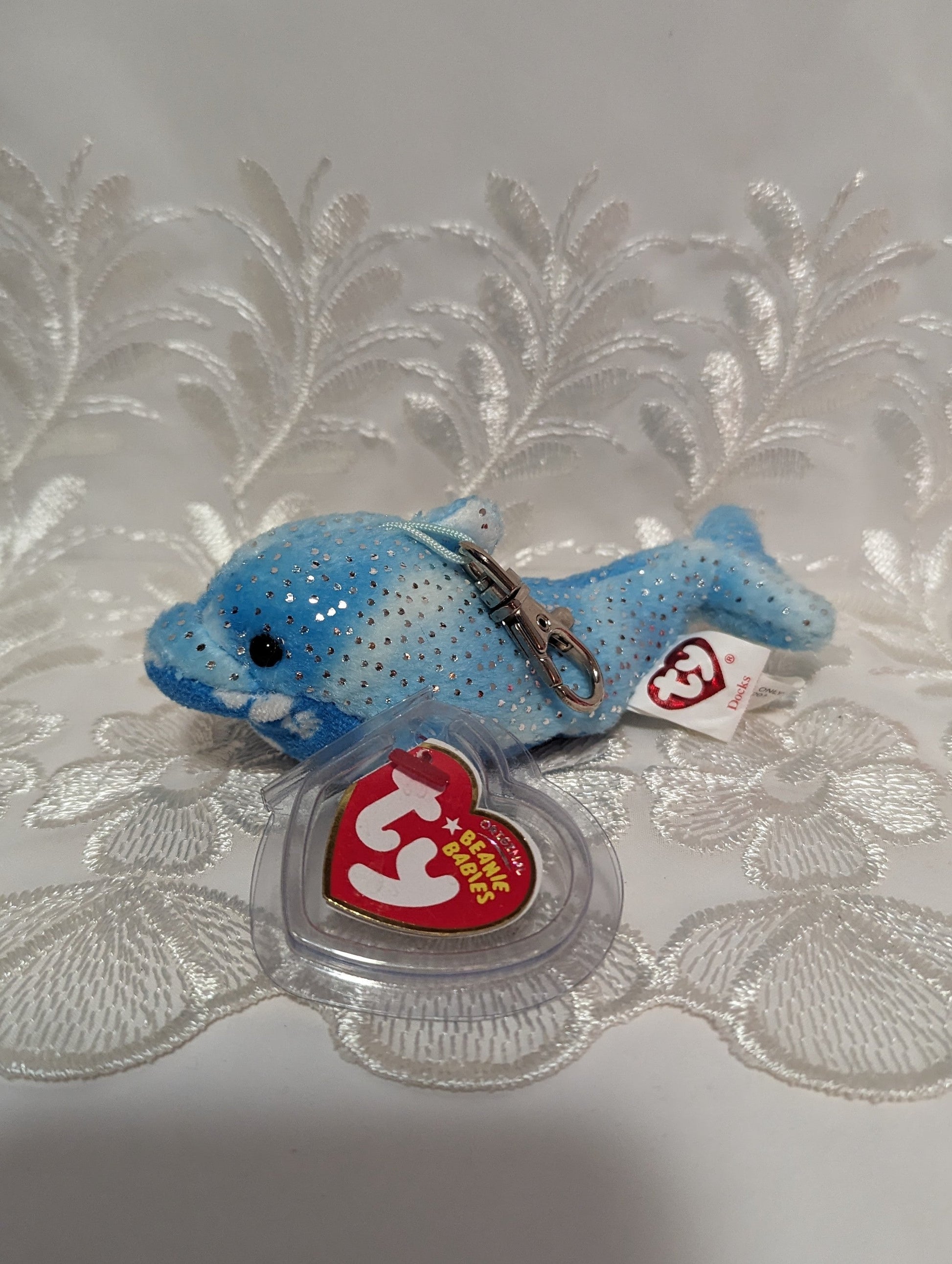 Ty Beanie Baby - Docks The Dolphin Metal Keychain Clip (4in) - Vintage  Beanies Canada