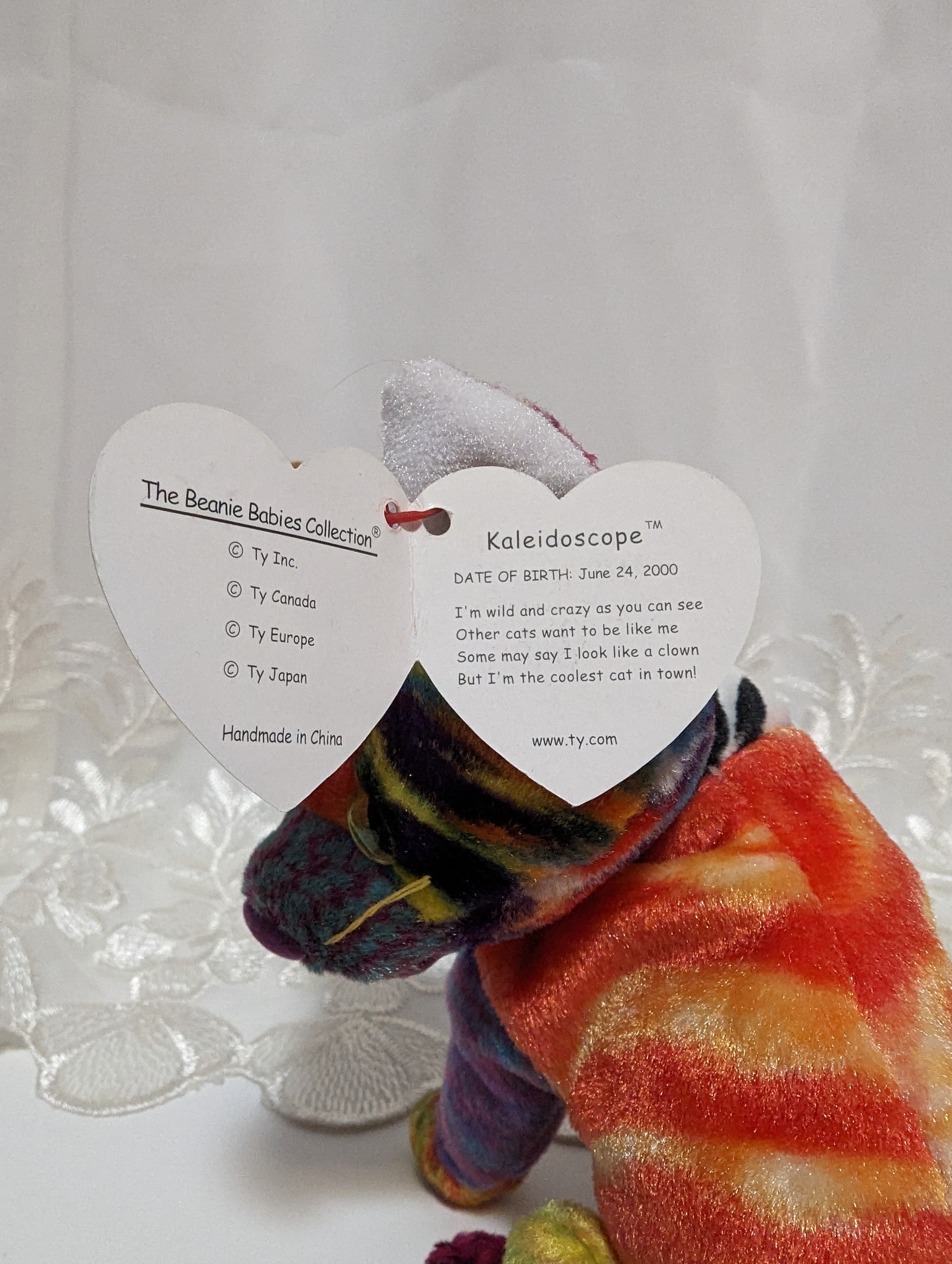 Ty Beanie Baby Kaleidoscope The Multi colored Cat 7in