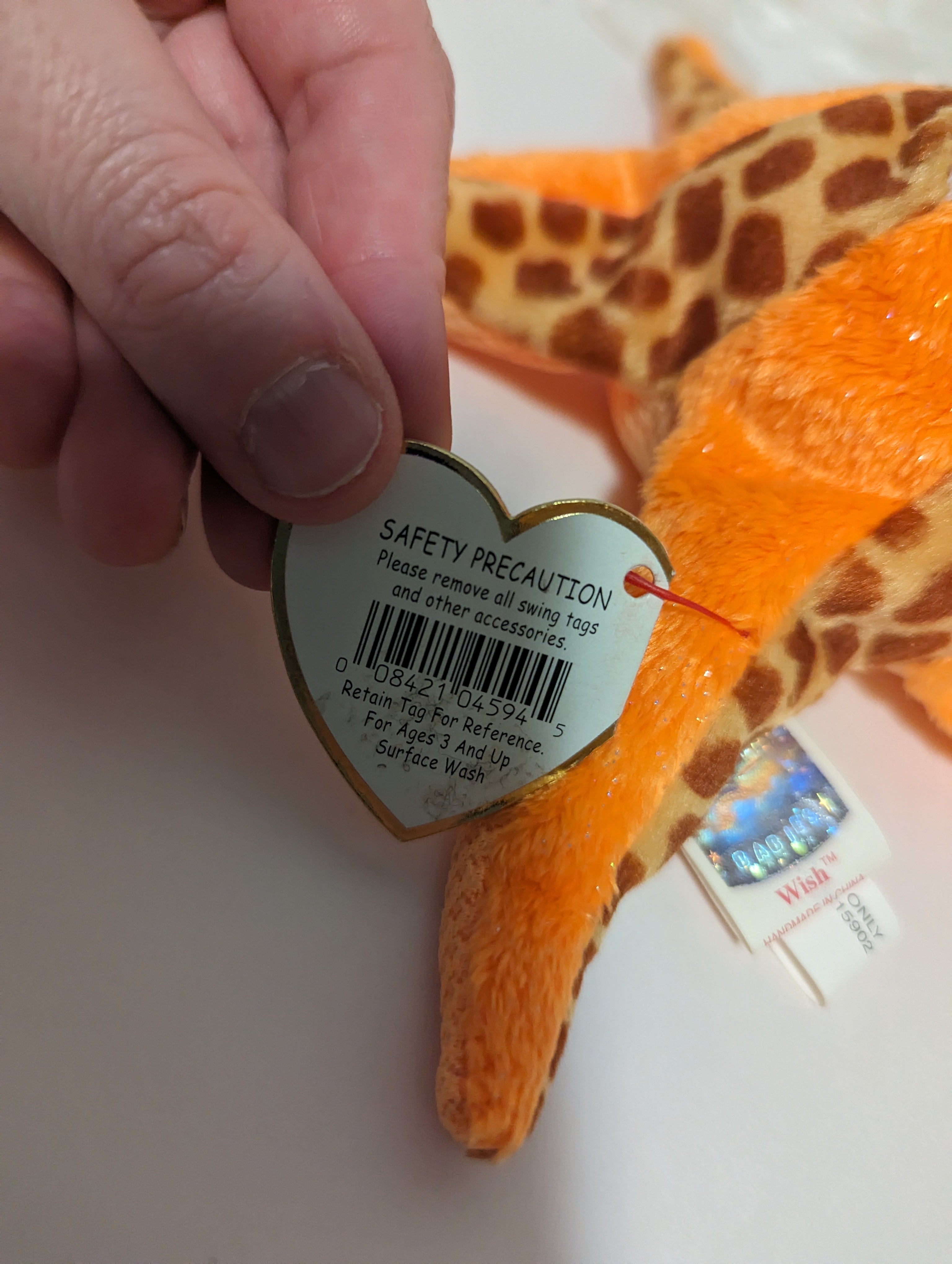 Ty Beanie Baby Wish The Orange Starfish 8in Non mint Tag