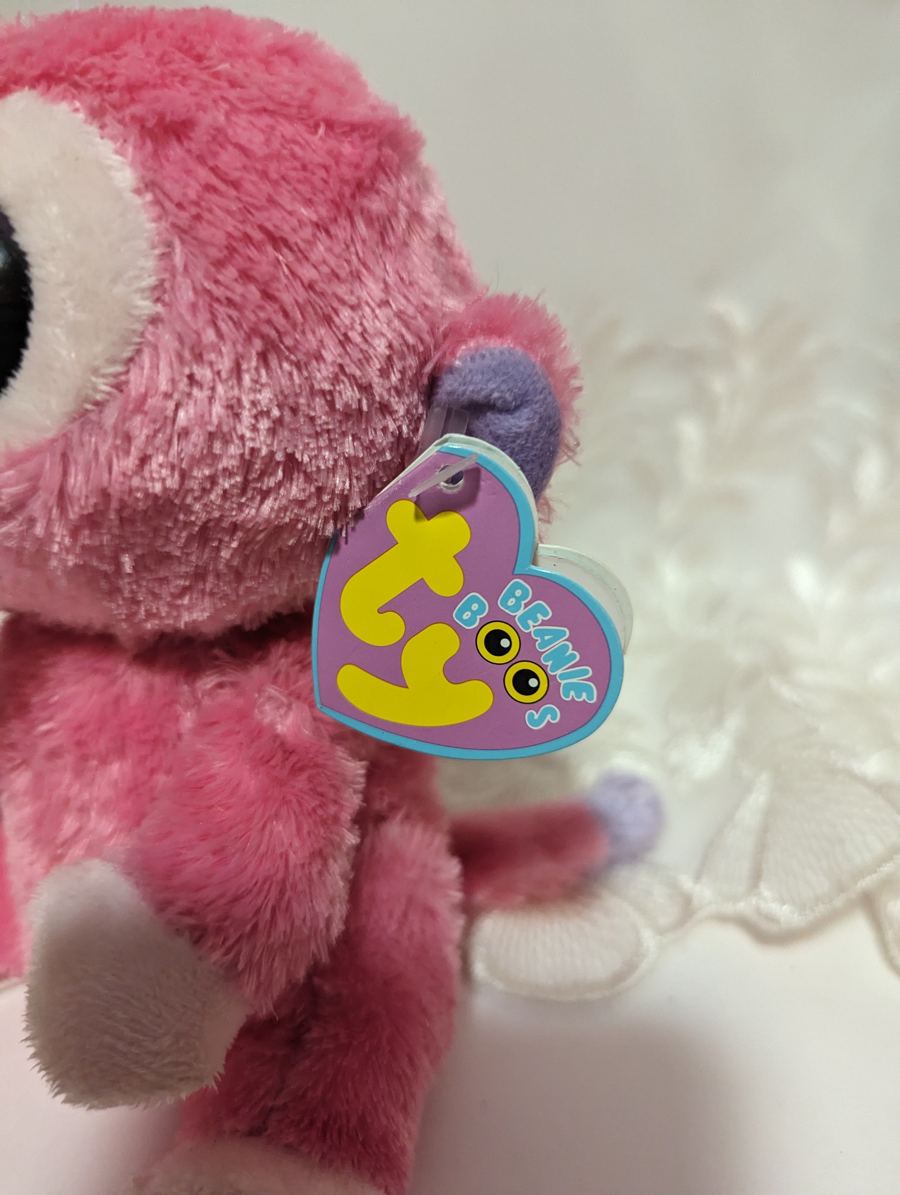 Ty Beanie Boo Raspberry The Pink Monkey 6in First Gen Purple